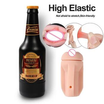 Beer bottle masturbation cup real vagina pussy